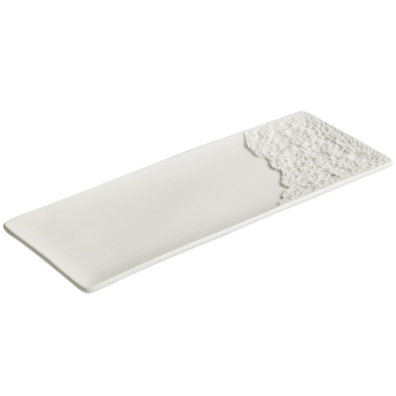 Rock Pattern Porcelain Rectangular Plate – Nordic Style Serving Plate-NIMSY