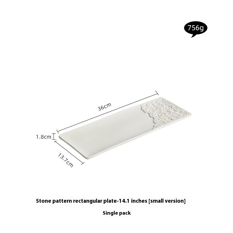 Rock Pattern Porcelain Rectangular Plate – Nordic Style Serving Plate-NIMSY