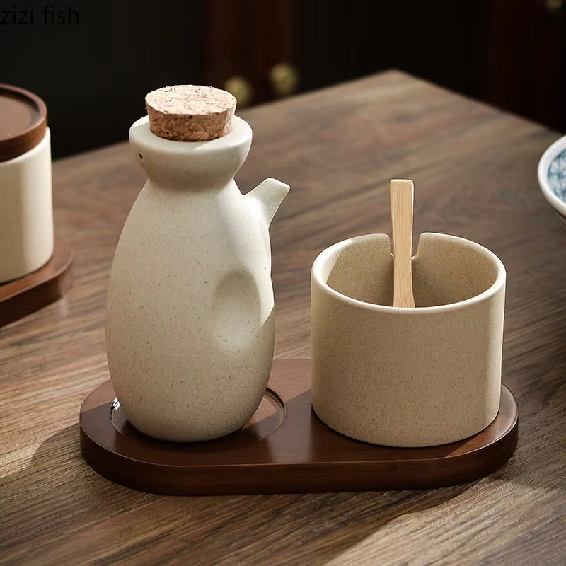 Simple Ceramic Oil Pot Kitchen Household Soy Sauce