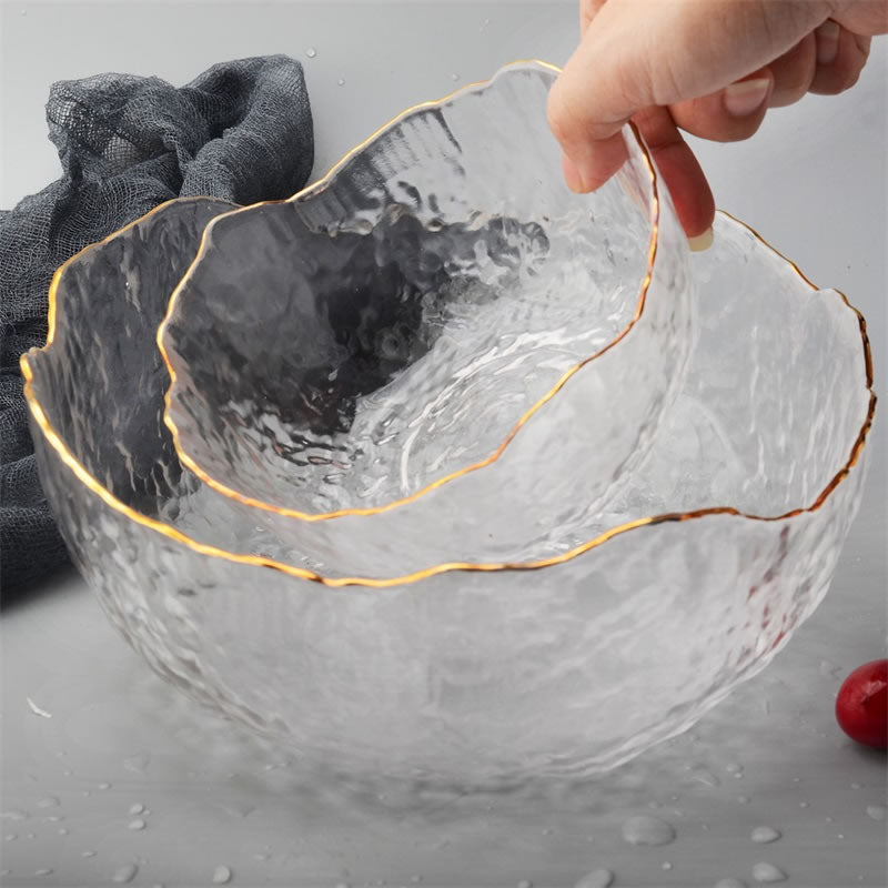 Textured Glass Bowl – Clear Serving Bowl-NIMSY