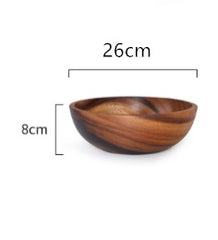 Natural Wooden Salad Bowl – Brown Round Serving Bowl-NIMSY