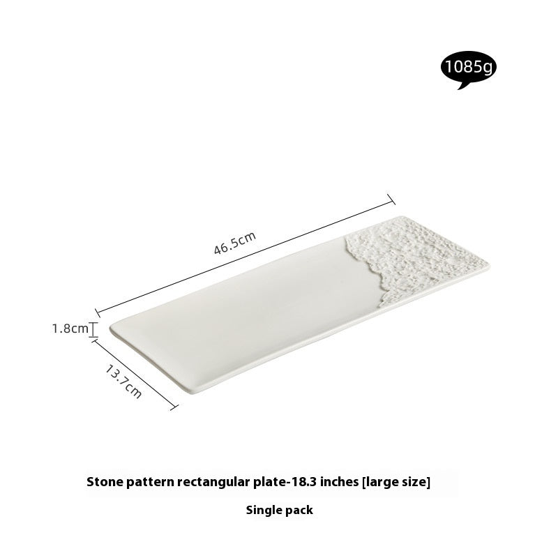 Rock Pattern Porcelain Rectangular Plate – Nordic Style Serving Plate-NIMSY