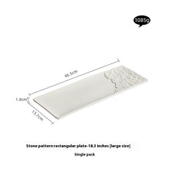 Rock Pattern Porcelain Rectangular Plate – Nordic Style Serving Plate-NIMSY