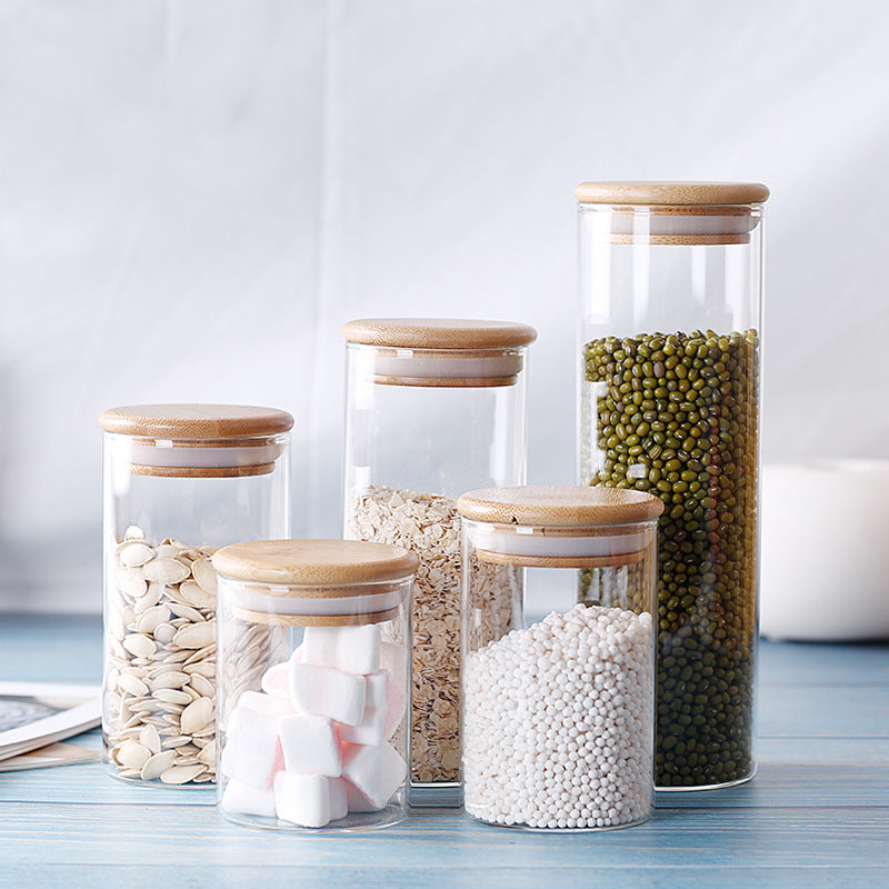 Borosilicate Glass Storage Jar with Bamboo Lid – Clear Kitchen Jar-NIMSY