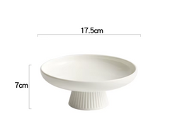 White Ceramic Pedestal Serving Dish – Round Fruit & Snack Plate-NIMSY