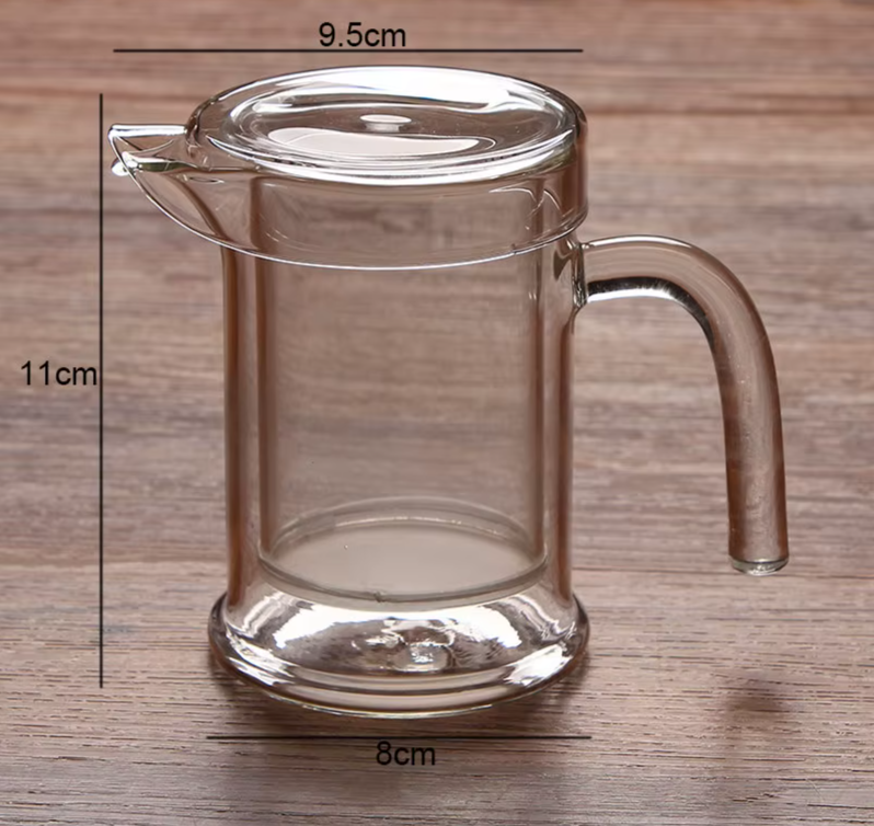 Handheld Double Layer Glass Tea and Coffee Maker Kettle for Home and Kitchen