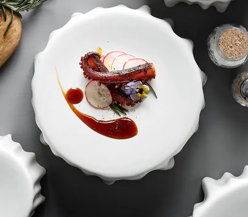 Creative Irregular Heat Preservation Plate for French Molecular Cuisine - Dessert Dish and Butter Serving Plate for Western Restaurants