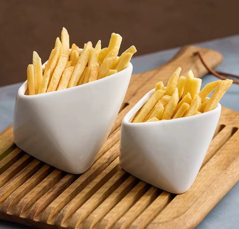 White Ceramic Snack Bowl – Irregular French Fries Bowl-NIMSY