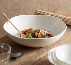 White Ceramic Wave Mouth Bowl – Noodle & Dessert Bow-NIMSY