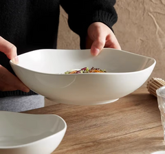 White Ceramic Wave Mouth Bowl – Noodle & Dessert Bow-NIMSY