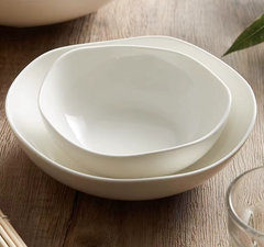 White Ceramic Wave Mouth Bowl – Noodle & Dessert Bow-NIMSY