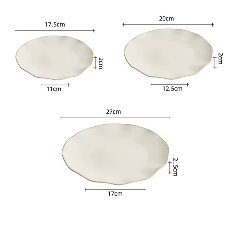 Beige Color Irregular Ceramic Plate Steak Plate