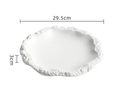 Simple Solid Color Tableware Ceramic Pasta Steak Plate Dinner Plate Creative Kitchen Irregular Shape Serving Tray Cooking Dishes