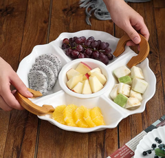 Premium Ceramic Serving Snack Platter Multi Grid Fruit
