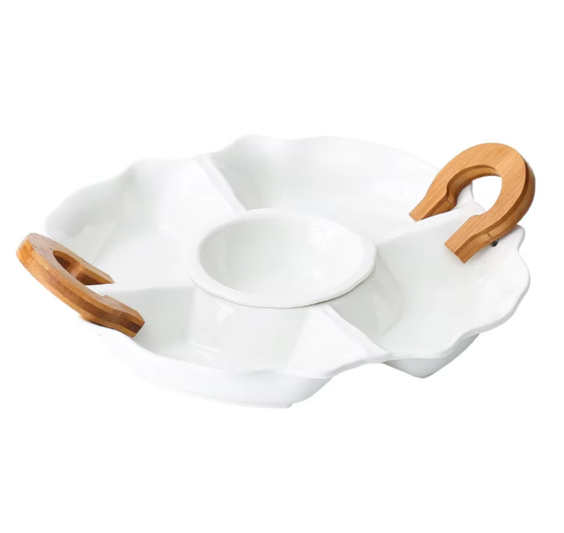 Premium Ceramic Serving Snack Platter Multi Grid Fruit