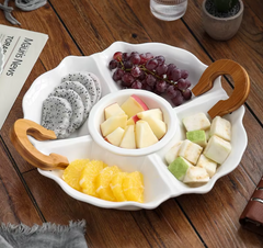 Premium Ceramic Serving Snack Platter Multi Grid Fruit