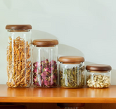 Acacia Wood Lid Glass Storage Jar