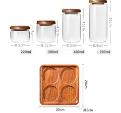 Acacia Wood Lid Glass Storage Jar