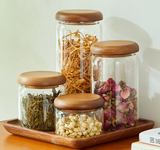 Acacia Wood Lid Glass Storage Jar