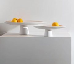 White Ceramic High-Leg Fruit Plate – Raised Serving Platter-NIMSY