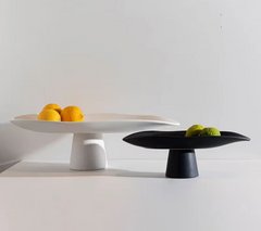 White Ceramic High-Leg Fruit Plate – Raised Serving Platter-NIMSY