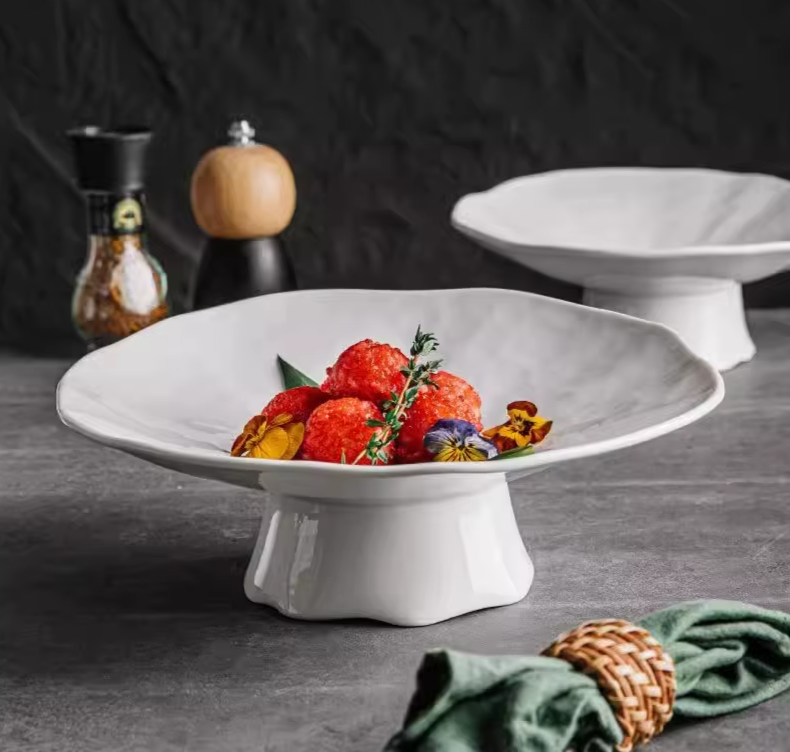 Ceramic Plate High Footed Dessert