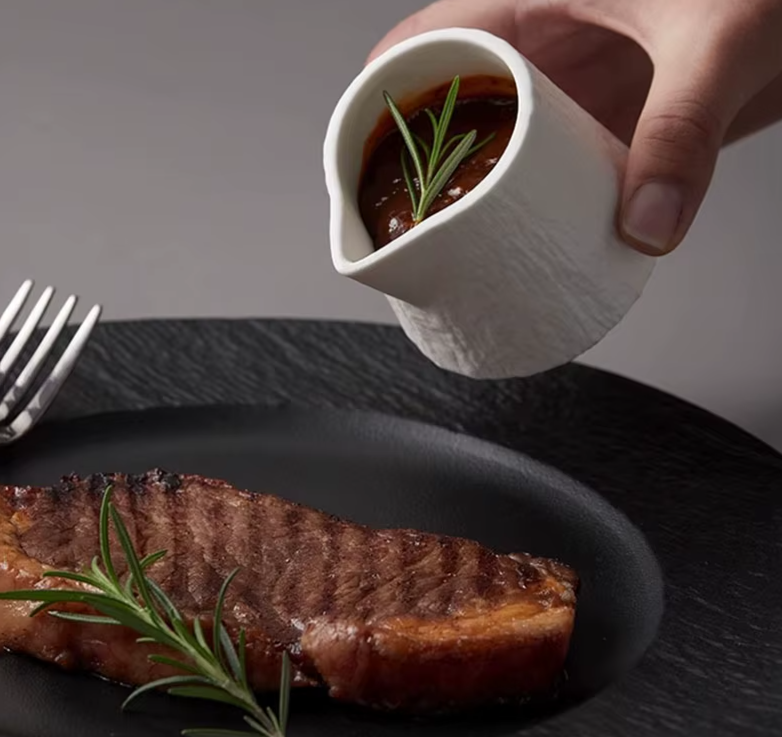 Rock Texture Ceramic Gravy Boat – 130ml Sauce Jug-NIMSY