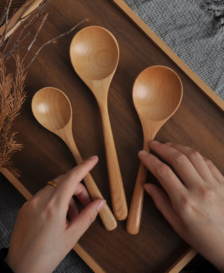 Wooden Spoon Natural Cooking Utensils Handmade Home Tableware Cutlery for Kicthen