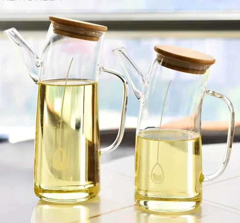 Glass Oil Dispenser Bottle – Transparent Oil & Vinegar Pourer-NIMSY