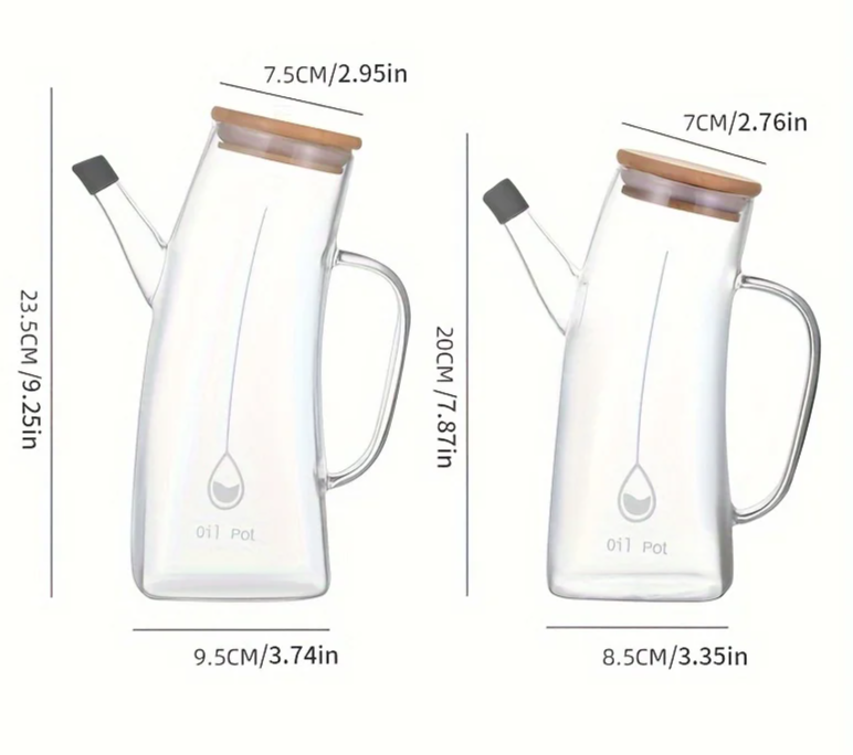 Glass Oil Dispenser Bottle – Transparent Oil & Vinegar Pourer-NIMSY