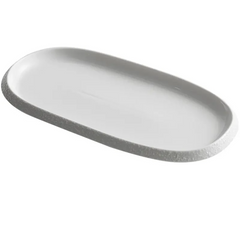 Stone Patterned Edge Oval Plate Ceramic
