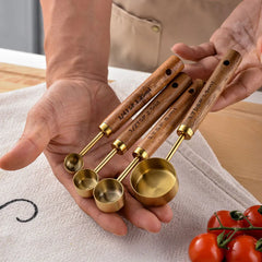 4 Pcs Stainless Steel Measuring Spoon Set – Wooden Handle-NIMSY
