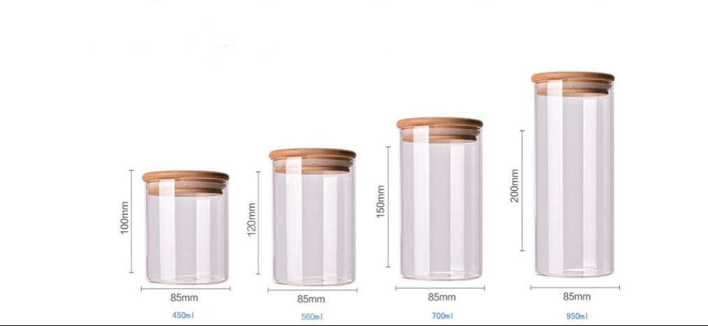 Borosilicate Glass Storage Jar with Bamboo Lid – Clear Kitchen Jar-NIMSY