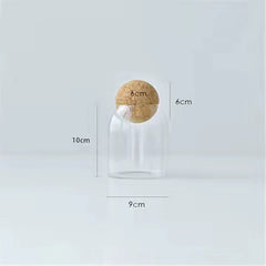 Round Glass Storage Bottle with Cork Stopper for Tea, Flowers, and Coffee Beans