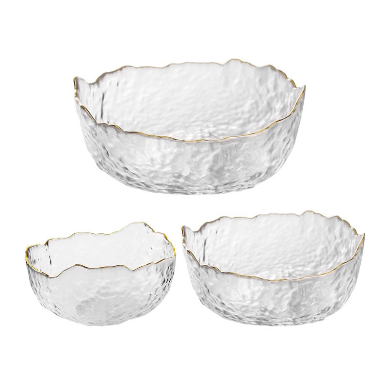 Textured Glass Bowl – Clear Serving Bowl-NIMSY