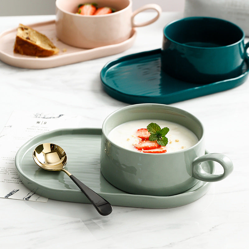 Porcelain Breakfast Cup and Plate Set – Nordic One Portion Dishware-NIMSY