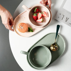 Porcelain Breakfast Cup and Plate Set – Nordic One Portion Dishware-NIMSY