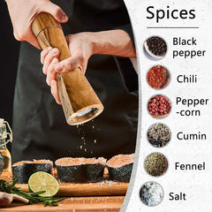 Salt and Pepper Grinder Acacia Wooden Spice Pepper Mill with Strong Adjustable Ceramic Grinder Kitchen Cooking Tools