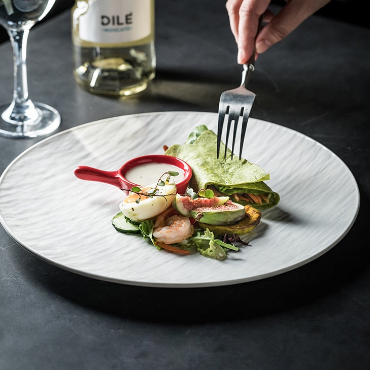 Bright White Ceramic Dinner Plate – Round Minimalist Plate-NIMSY