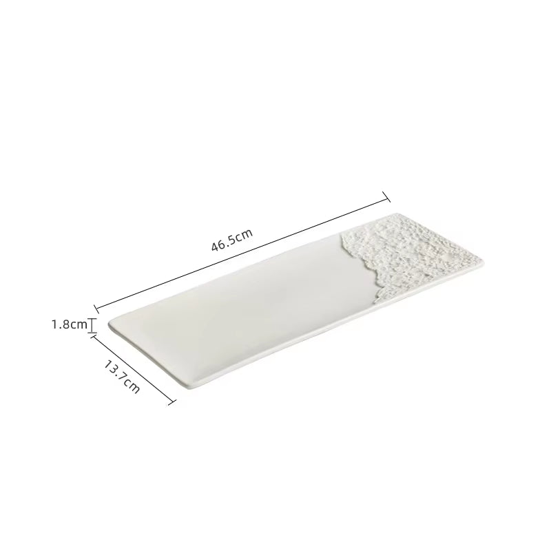 Half Stone Pattern Long Strip Plate Ceramic