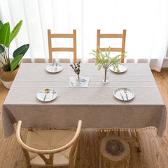 Boho Cotton Linen Tablecloth with Tassels – Natural Beige-NIMSY
