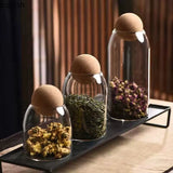 Round Glass Storage Bottle with Cork Stopper for Tea, Flowers, and Coffee Beans