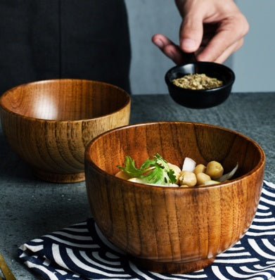 Jujube Wood Japanese Style Bowl – Brown Wooden Bowl-NIMSY