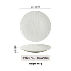 Bright White Ceramic Dinner Plate – Round Minimalist Plate-NIMSY