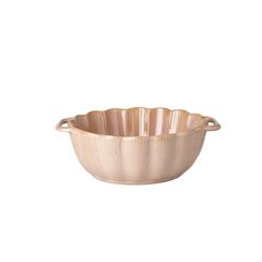 Nordic Ceramic Salad Bowl – Double Handle Petal Shape Bowl-NIMSY
