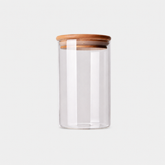 Borosilicate Glass Storage Jar with Bamboo Lid – Clear Kitchen Jar-NIMSY