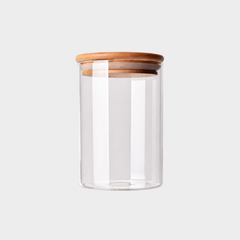 Borosilicate Glass Storage Jar with Bamboo Lid – Clear Kitchen Jar-NIMSY