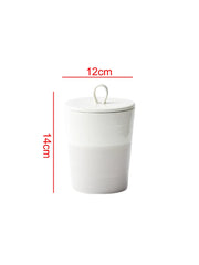 White Ceramic Storage Jar with Lid – European Style Food Container – 12cm-NIMSY