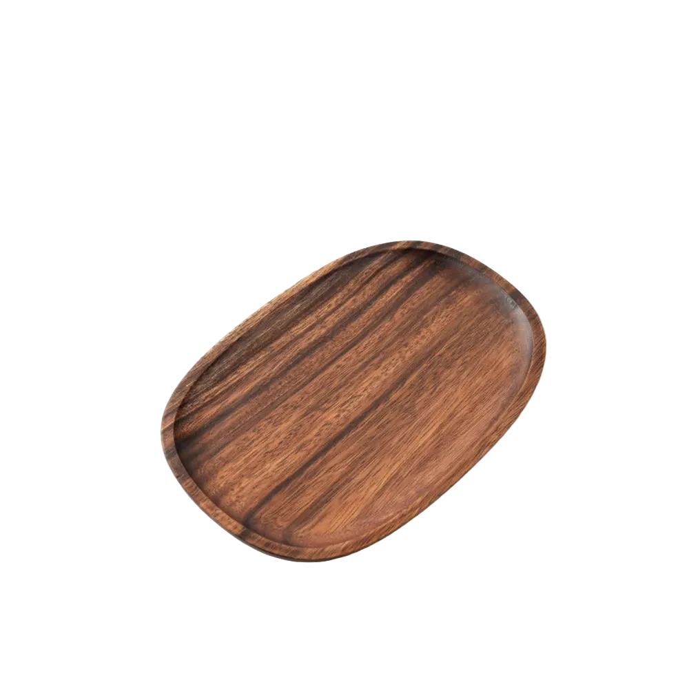 Wooden Bamboo Serving Tray – Irregular Oval Brown Tray-NIMSY