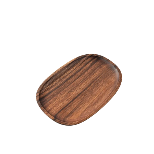 Wooden Bamboo Serving Tray – Irregular Oval Brown Tray-NIMSY